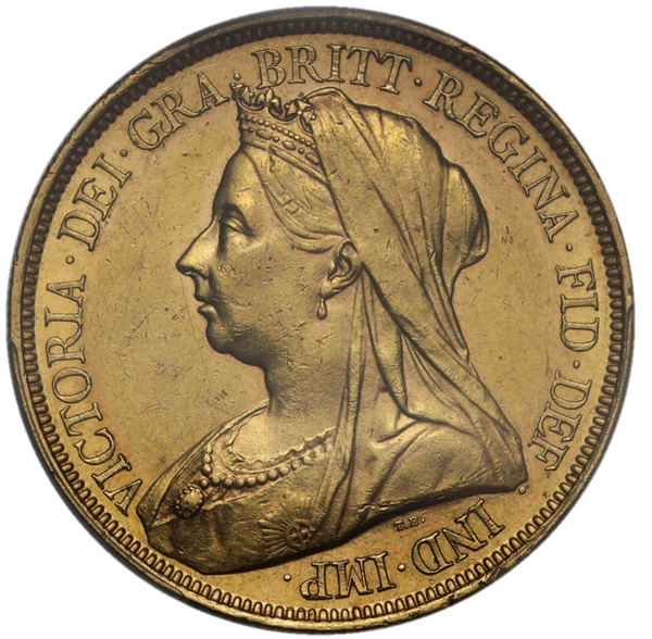 1893年 英国イギリス 5ポンド金貨  PCGS鑑定 AU55 ヴィクトリア女王 オールドヘッド