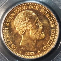 1883年EB LA スウェーデン 10クローネ金貨 PCGS鑑定 MS67 オスカル2世