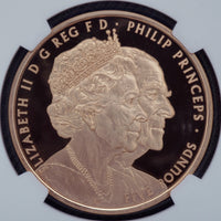 2017年 英国イギリス 5ポンド金貨 NGC鑑定 PF70UC プラチナウェディング記念