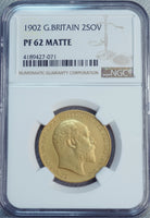 1902年 英国イギリス 2ソブリン金貨 NGC鑑定 PF62MATTE エドワード7世