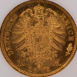 1873年A ドイツプロイセン 10マルク金貨 NGC鑑定 MS67 ウィルヘルム一世