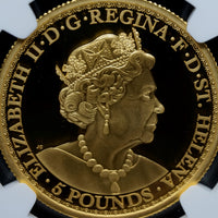 2020年 英国イギリス領セントヘレナ 5ポンド金貨 NGC鑑定 PF70UC ウナとライオン