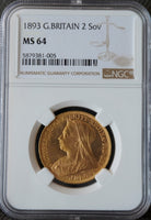 1983年 英国イギリス 2ソブリン金貨 NGC鑑定 MS64 ビクトリア ベールヘッド