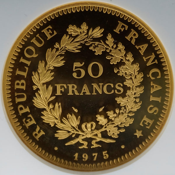 1975年 フランス 50フラン金貨 NGC鑑定 PF63UC ヘラクレス ピエフォー