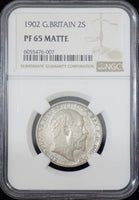 1902年 英国イギリス 2シリング銀貨 NGC鑑定 PF65MATTE エドワード7世
