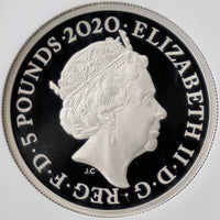 2020年 英国イギリス 2オンス 5ポンド銀貨 NGC鑑定 PF70UC FDOI エリザベス スリーグレイセス