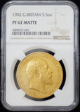 1902年 英国イギリス 5ポンド金貨  NGC鑑定 PF62 MATTE エドワード7世